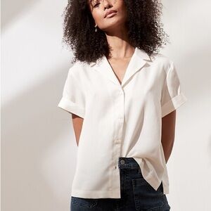 Banana Republic White Cuffed Sleeve Button Down Shirt